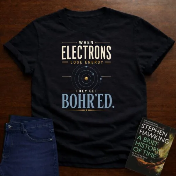 When Electrons Lose Energy They Get Bohr’ed. T-Shirt in Black