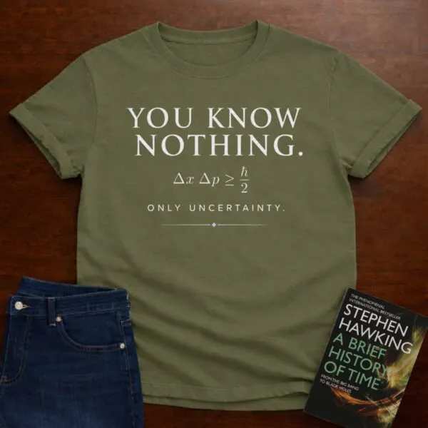 You Know Nothing, Only Uncertainty. T-Shirt in Military Green